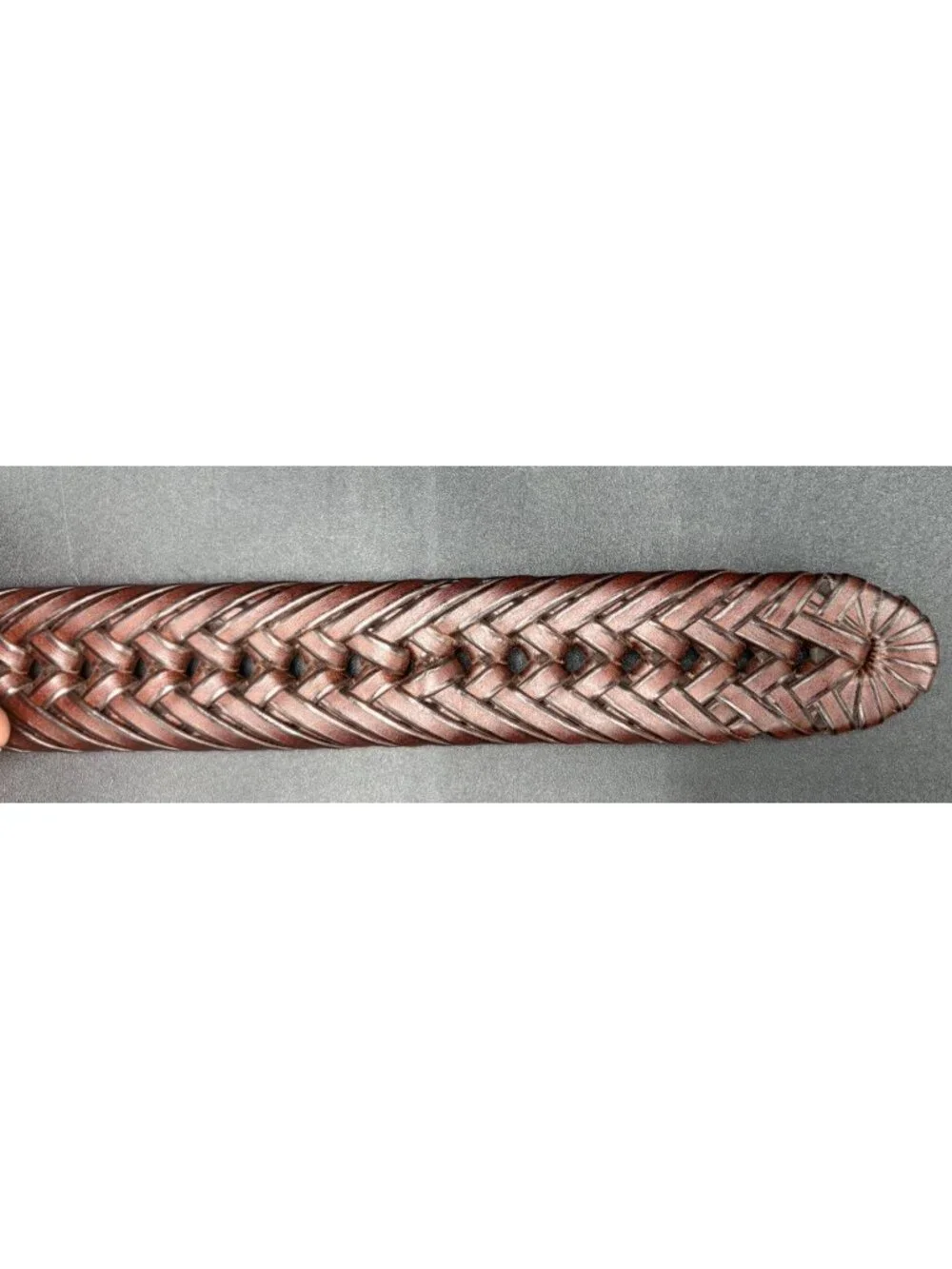 Tommy Hilfiger Men's Belt Braided Woven Black Brown Leather Size 37